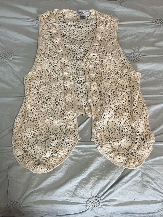 Jackets & Blazers - Cream Crochet Button-Front Vest